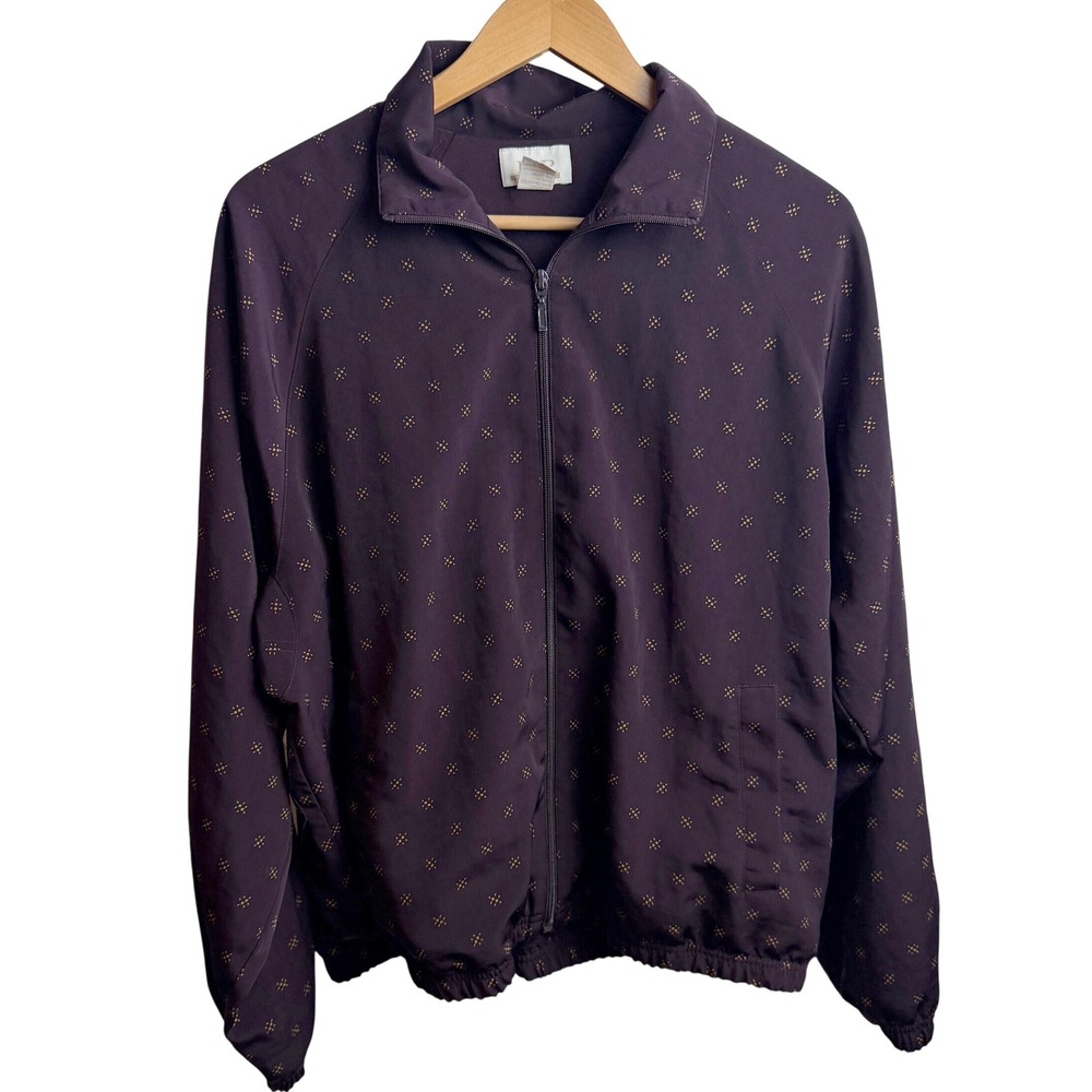 EP Pro‎ Womens Golf Windbreaker Jacket L Purple Full Zip Geometric Lightweight